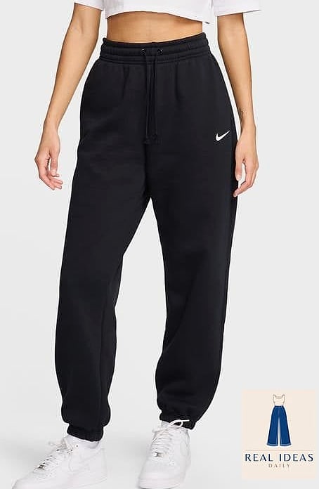 Oversized denim shirt with sweatpants and ankle boots