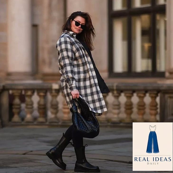 Oversized Flannel Dress and Knee Socks