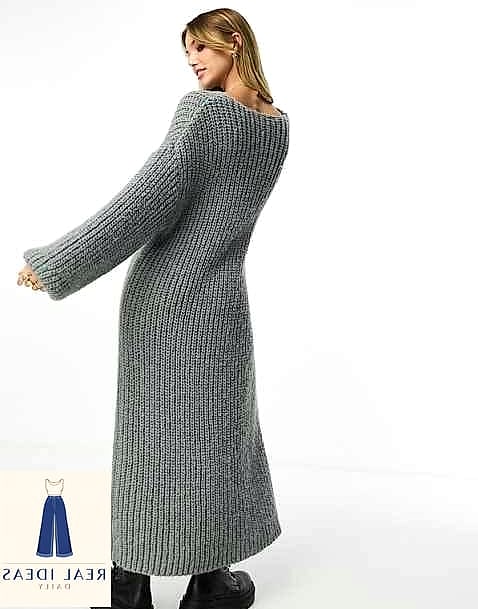 OVERSIZED KNIT SWEATER WITH MIDI SKIRT