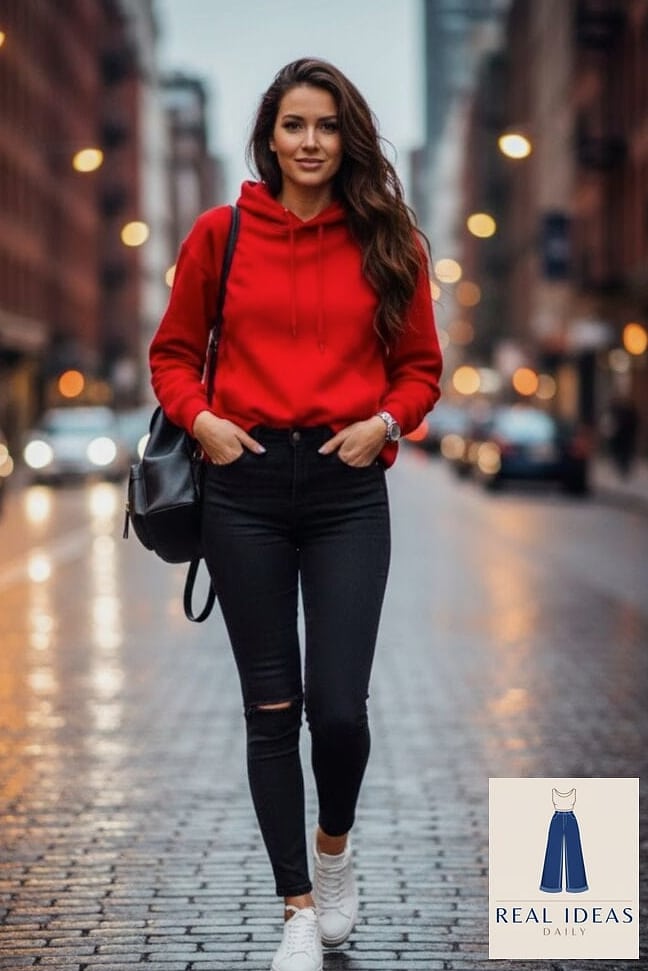 Oversized Red Hoodie as a Dress