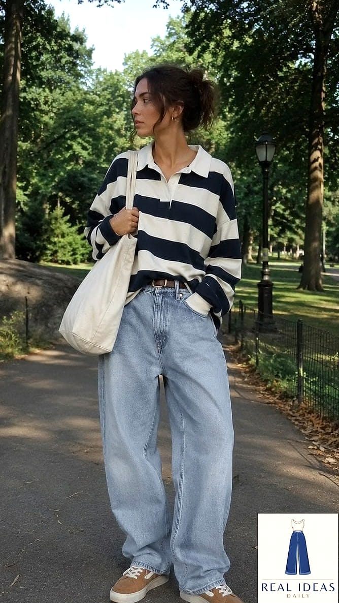 Oversized Rugby Shirt and Baggy Jeans