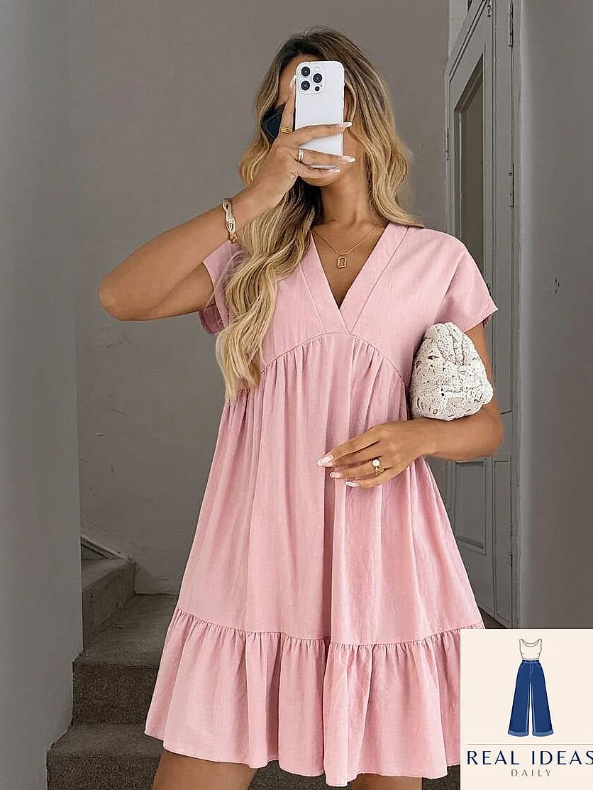 Pastel Pink Sundress with White Sneakers