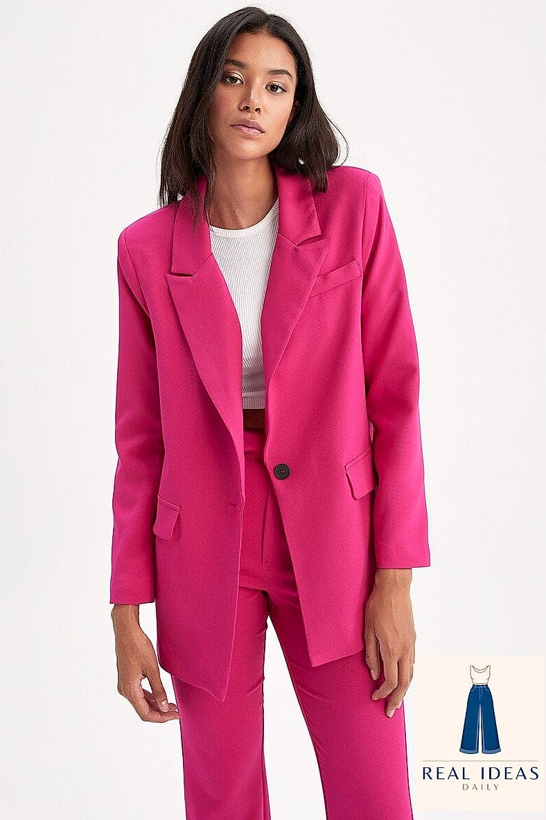 Pink Dress with an Oversized Blazer