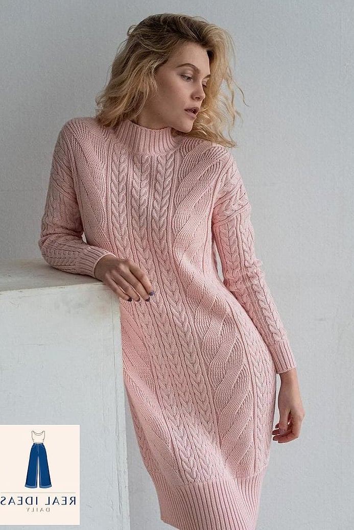 Pink Dress and Chunky Knit Cardigan