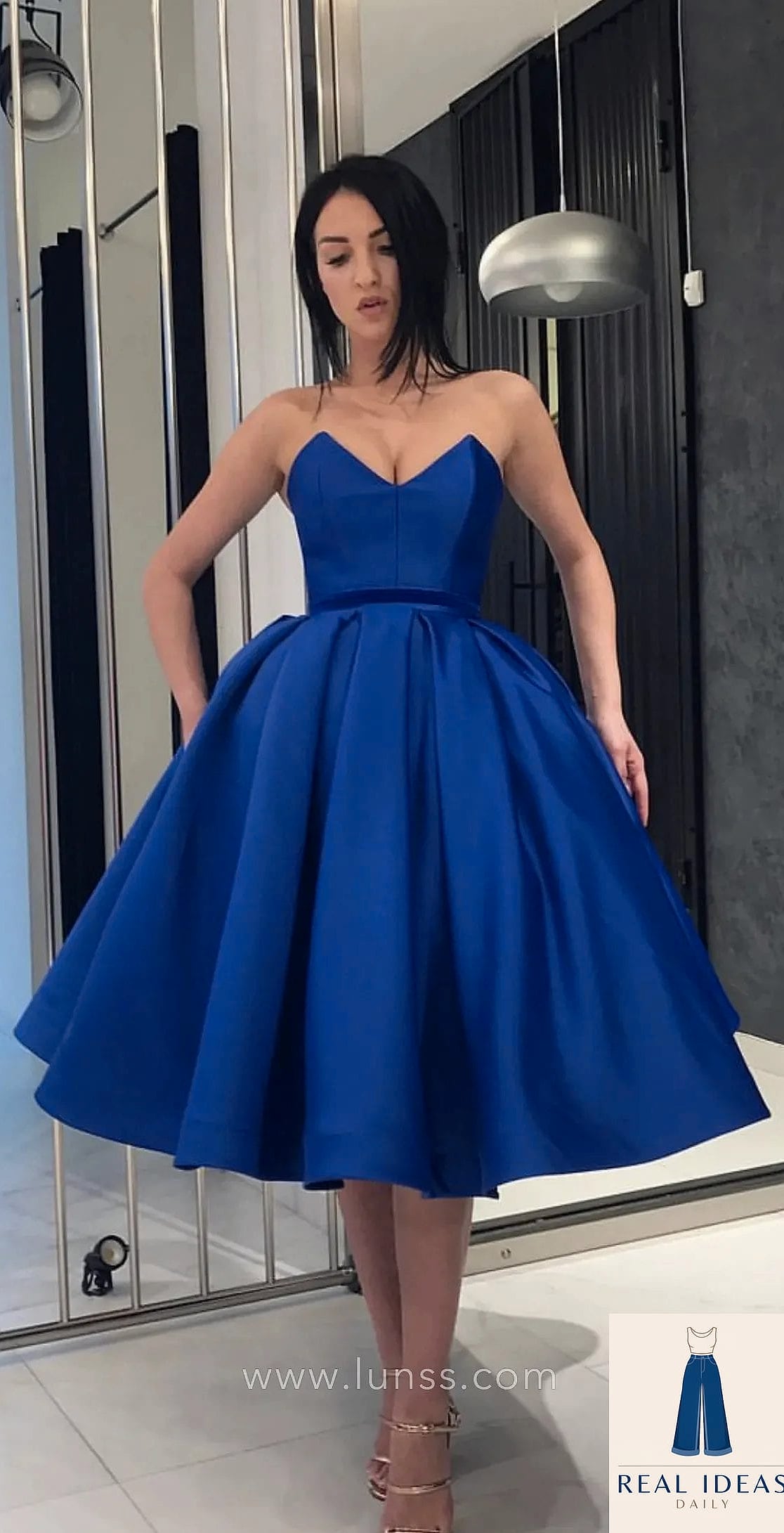 Pink Dress with Cobalt Blue Accessories