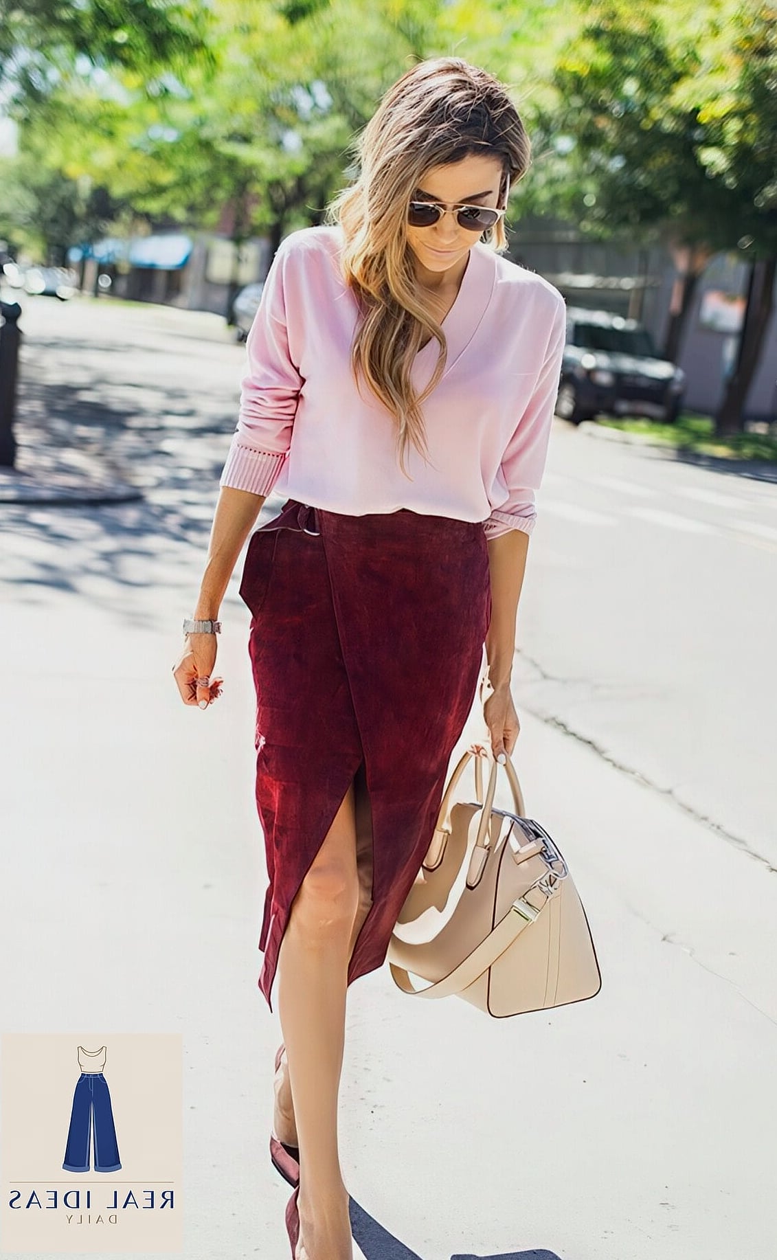 Pink Dress for Fall with Burgundy Accents