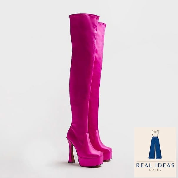 21 Knee High Boots Outfit That Are Trending Right Now 2 Pink Oversized Coat and High Boots