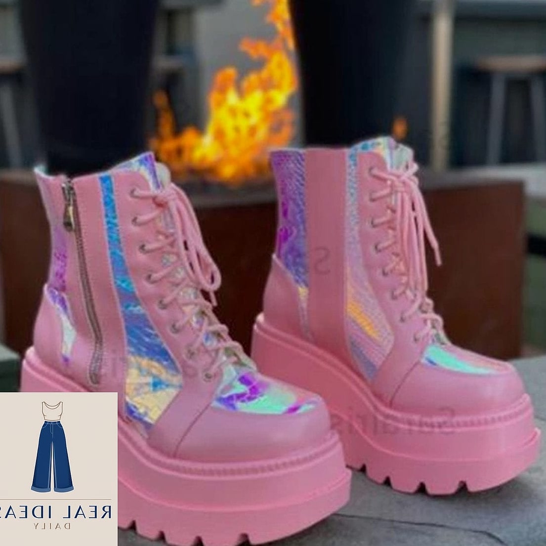 Pink Oversized Coat and High Boots