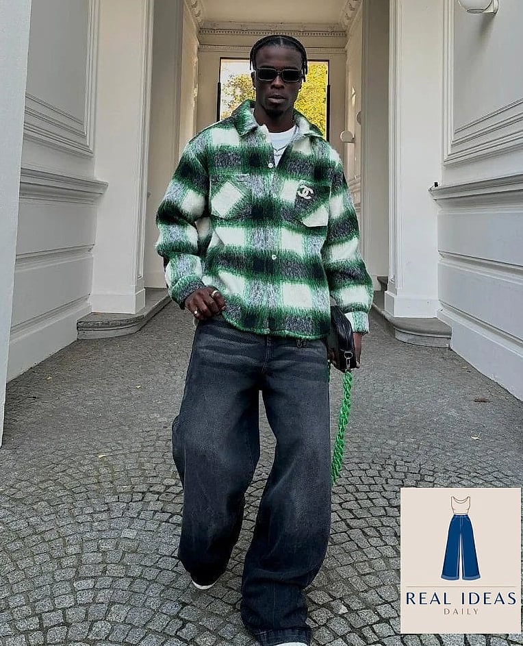 Plaid Flannel Over Baggy Jeans