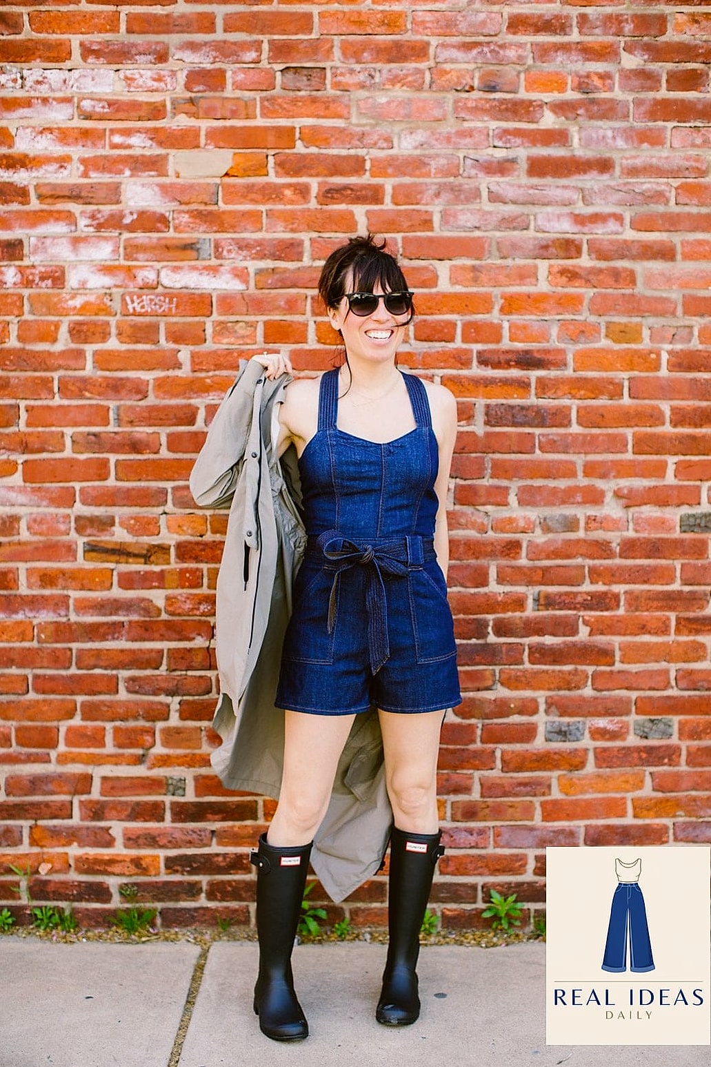 Plaid Print Rain Boots with Denim on Denim