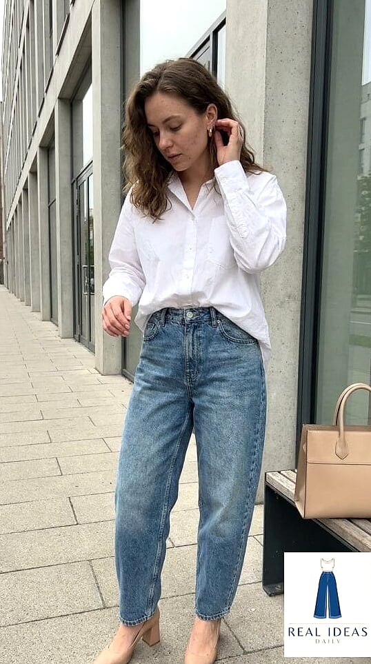 Plaid Shirt Tied at the Waist With Baggy Jeans and Heels