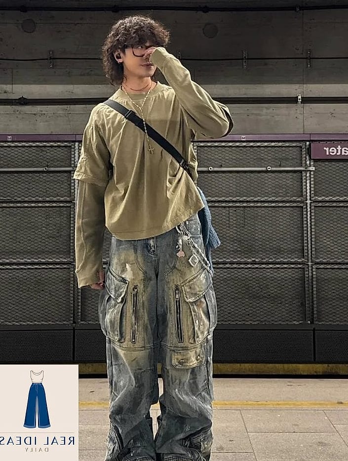 PLAID SHIRT & BAGGY JEANS