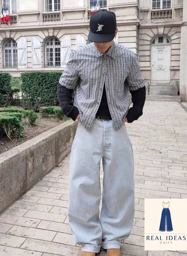 30 How To Style Baggy Jeans Worth Pinning Immediately 19 The Plaid Shirt and Baggy Jeans Combo