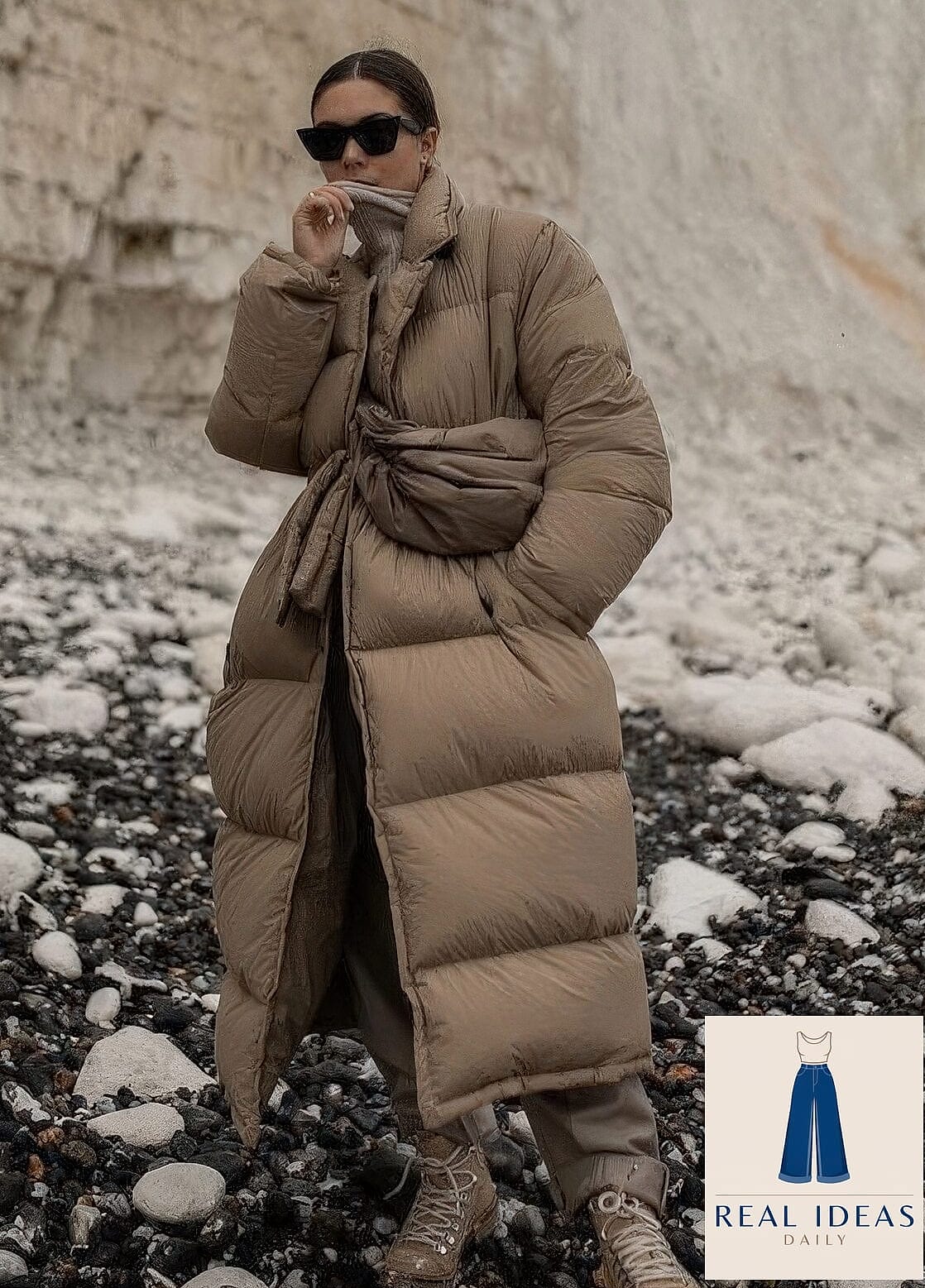 Puffer Coat and Tall Boots for Errand Running