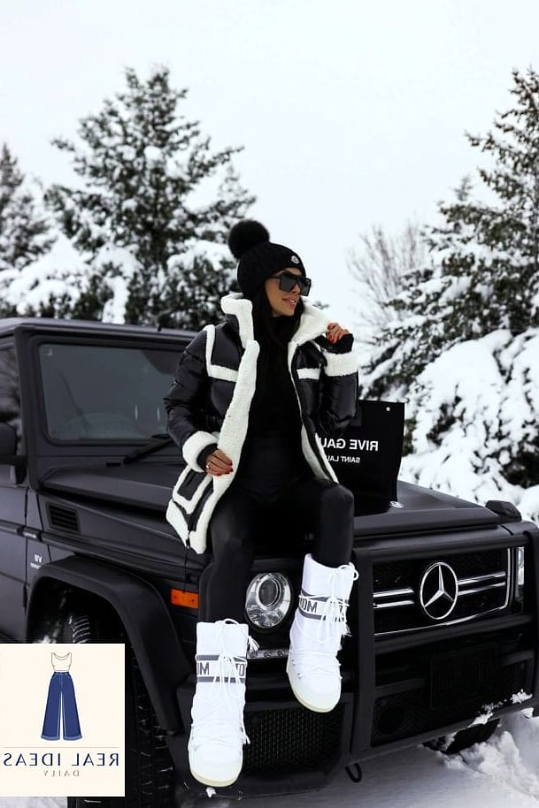 28 Moon Boots Outfit You'll Want to Screenshot Immediately 2 Puffer Coat and Leggings for Errand Day