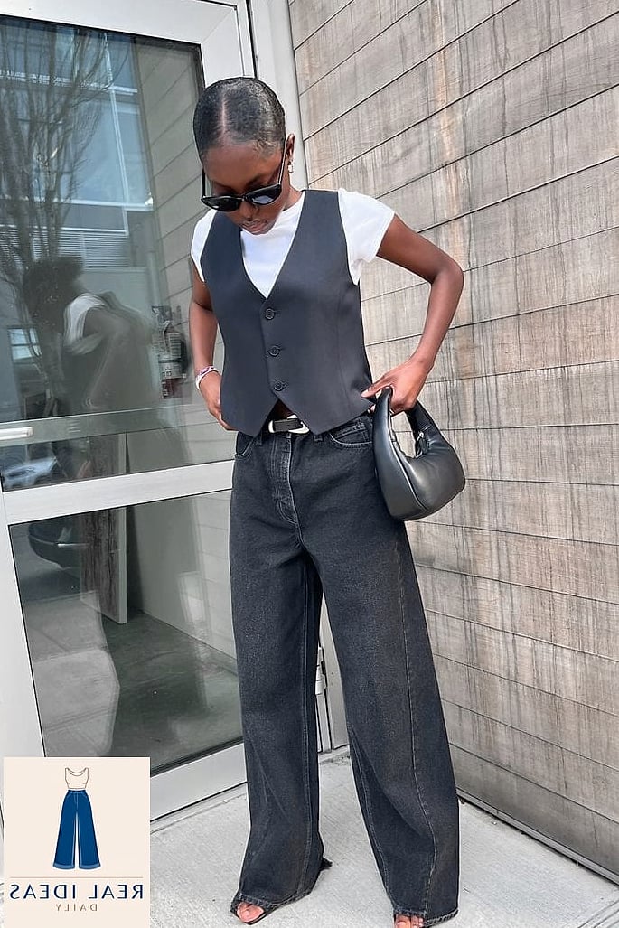 23 Black Baggy Jeans Outfit That Are Dreamy and So Inspiring 16 Puffer Vest for Practical Layering