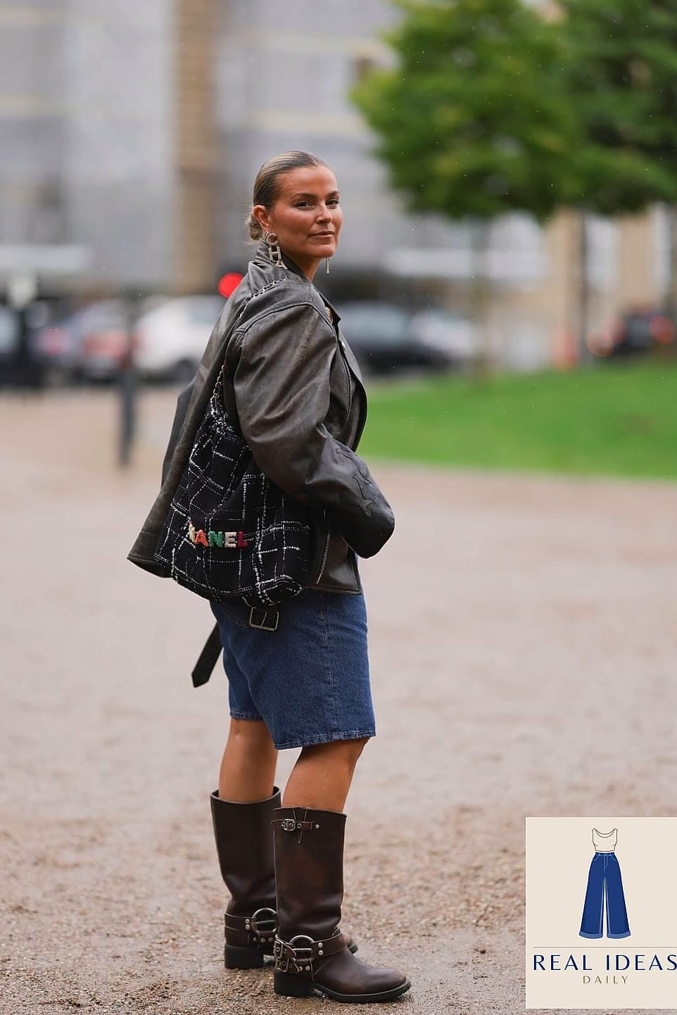 Rain Boots with Biker Shorts and an Oversized Hoodie