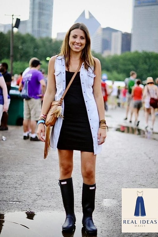 Rain Boots with Athletic Dress and a Windbreaker