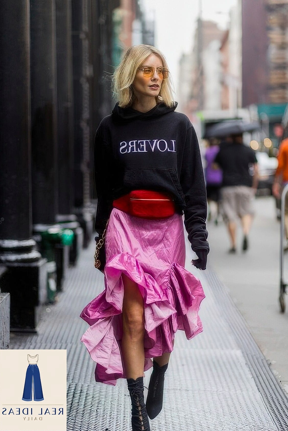 Red Hoodie with a Mini Skirt for Date Night