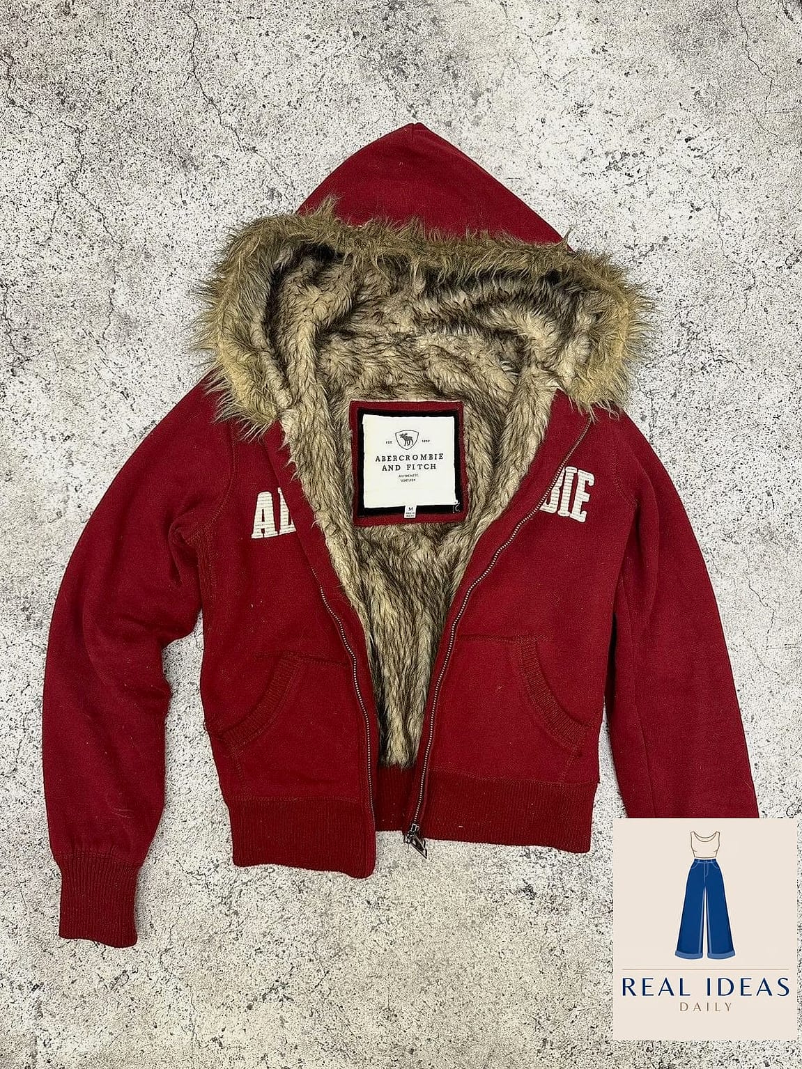 Red Hoodie with Faux Fur Vest