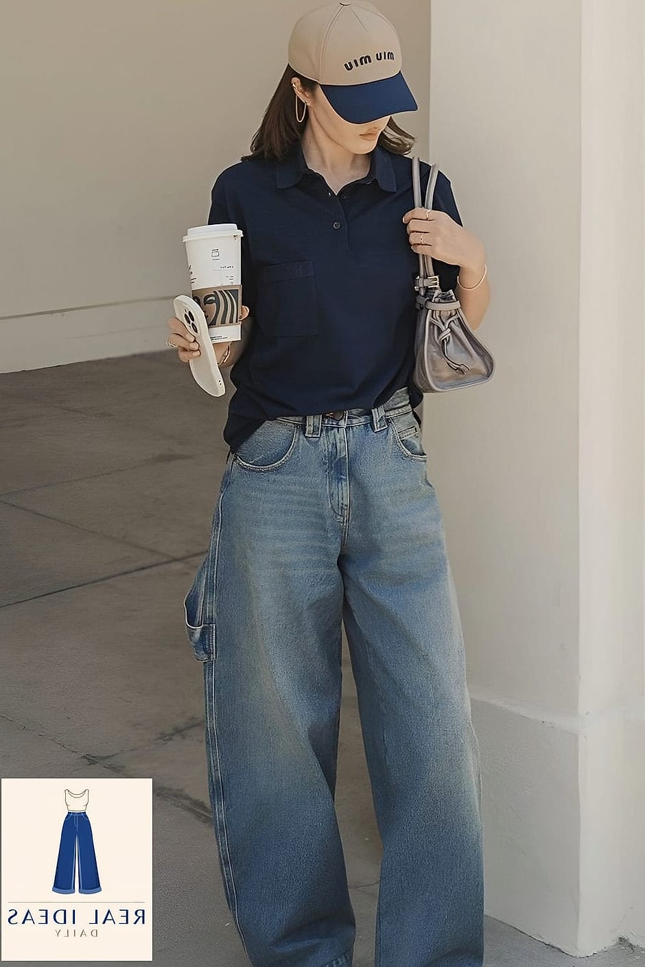 25 Dark Baggy Jeans Outfit Every Style Lover Needs to See 25 Ribbed Tank and Baggy Jeans with a Jacket Tied Around Waist