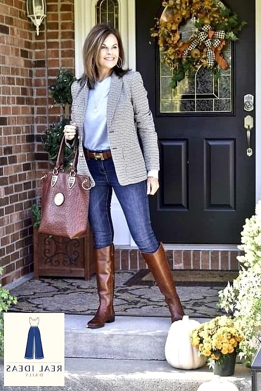 24 Boots Outfit For Women That Are Trending Right Now 12 Riding Boots with a Blazer Dress