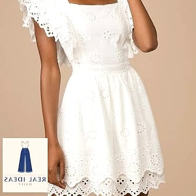 26 White Dress Outfit That Are Absolutely Stunning 12 Ruffled White Dress With a Bucket Hat