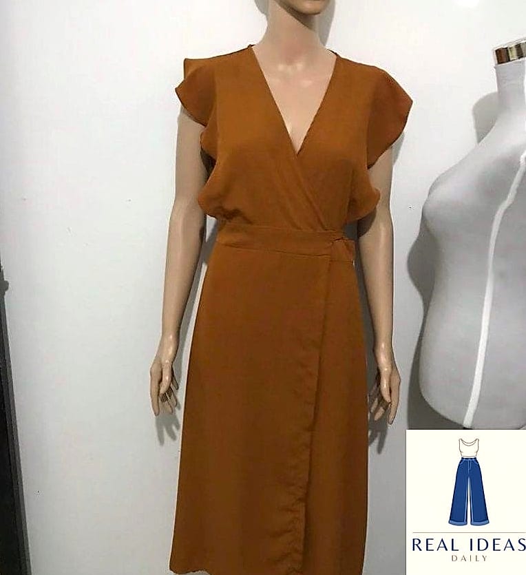 24 Brown Dress Outfit That Every Stylist Needs to See 4 Rust Wrap Dress for Brunch