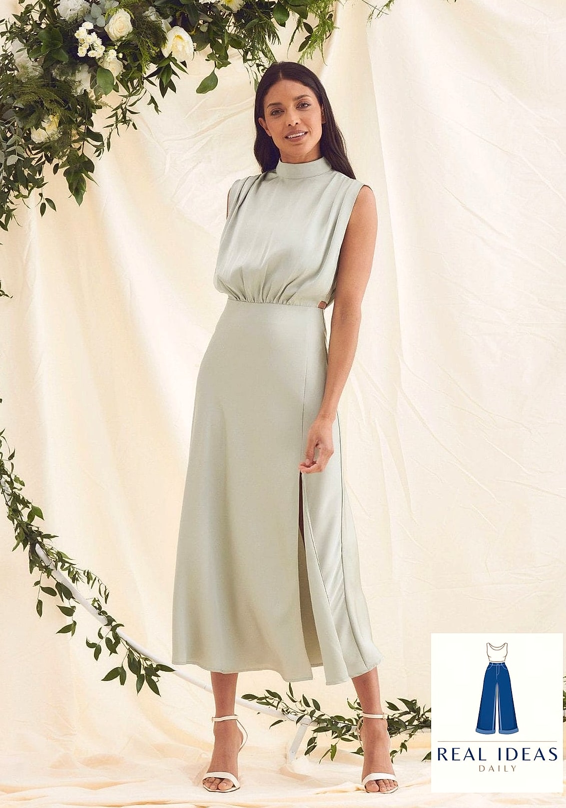 27 Green Dress Outfit That Are Absolutely Stunning 3 Sage Green Midi Dress with Chunky Loafers