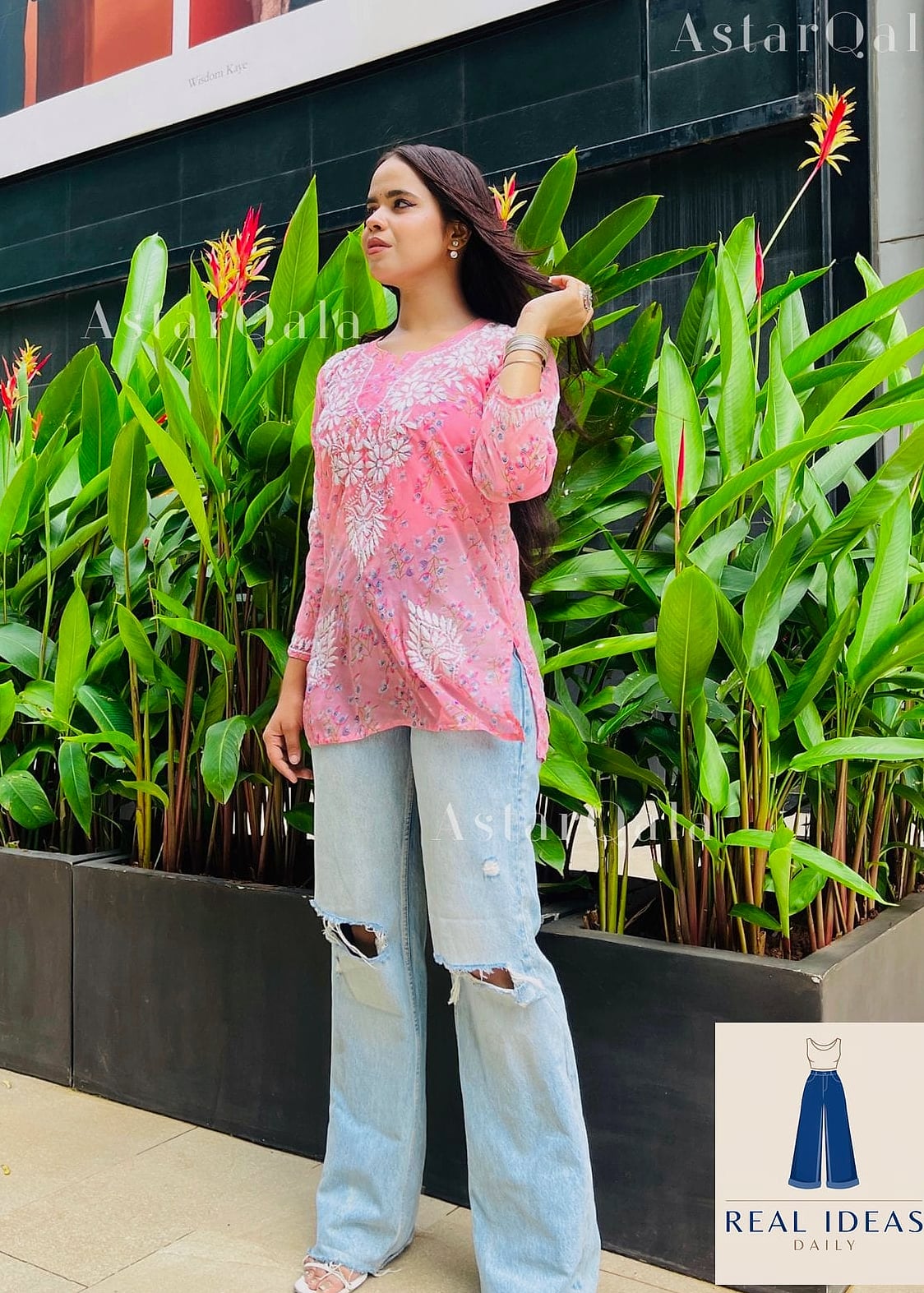 Sheer Kurta With Baggy Jeans and a Camisole