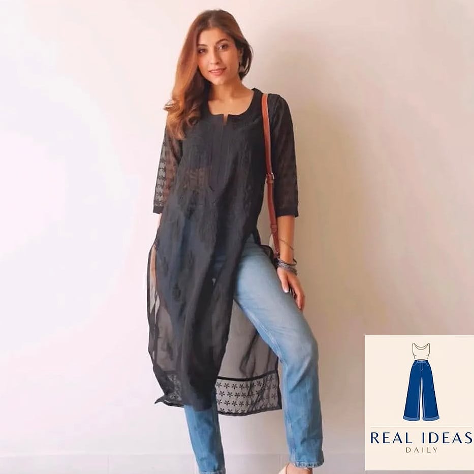 Sheer Kurti Layered Over a Tank With Baggy Jeans