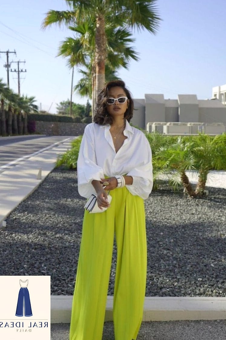 Shirt Dress and Wide-Leg Trousers Underneath