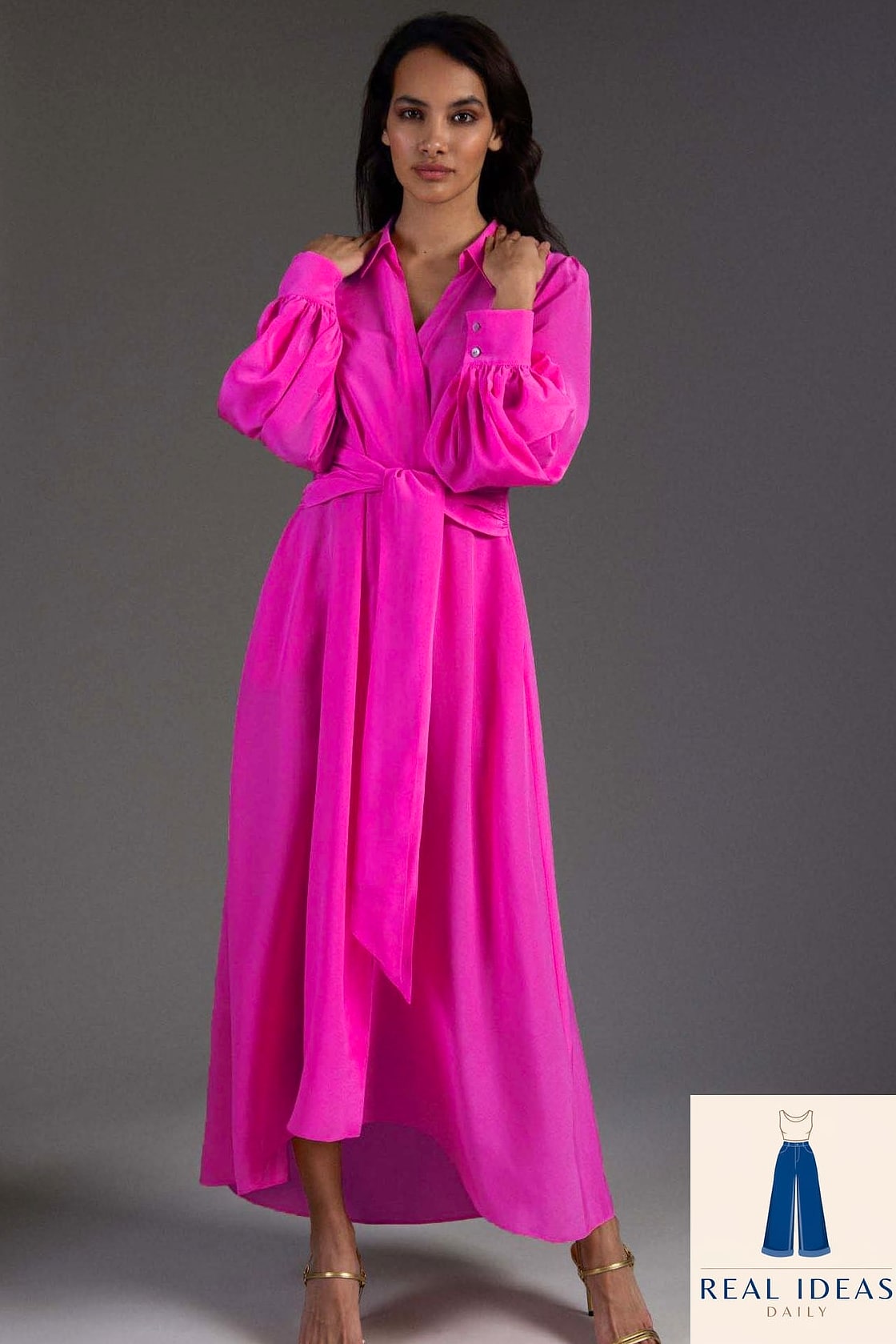 Shirt Dress in Hot Pink