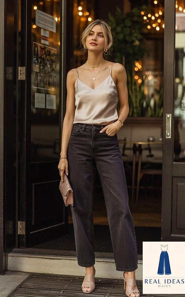 SILK CAMI & BAGGY JEANS
