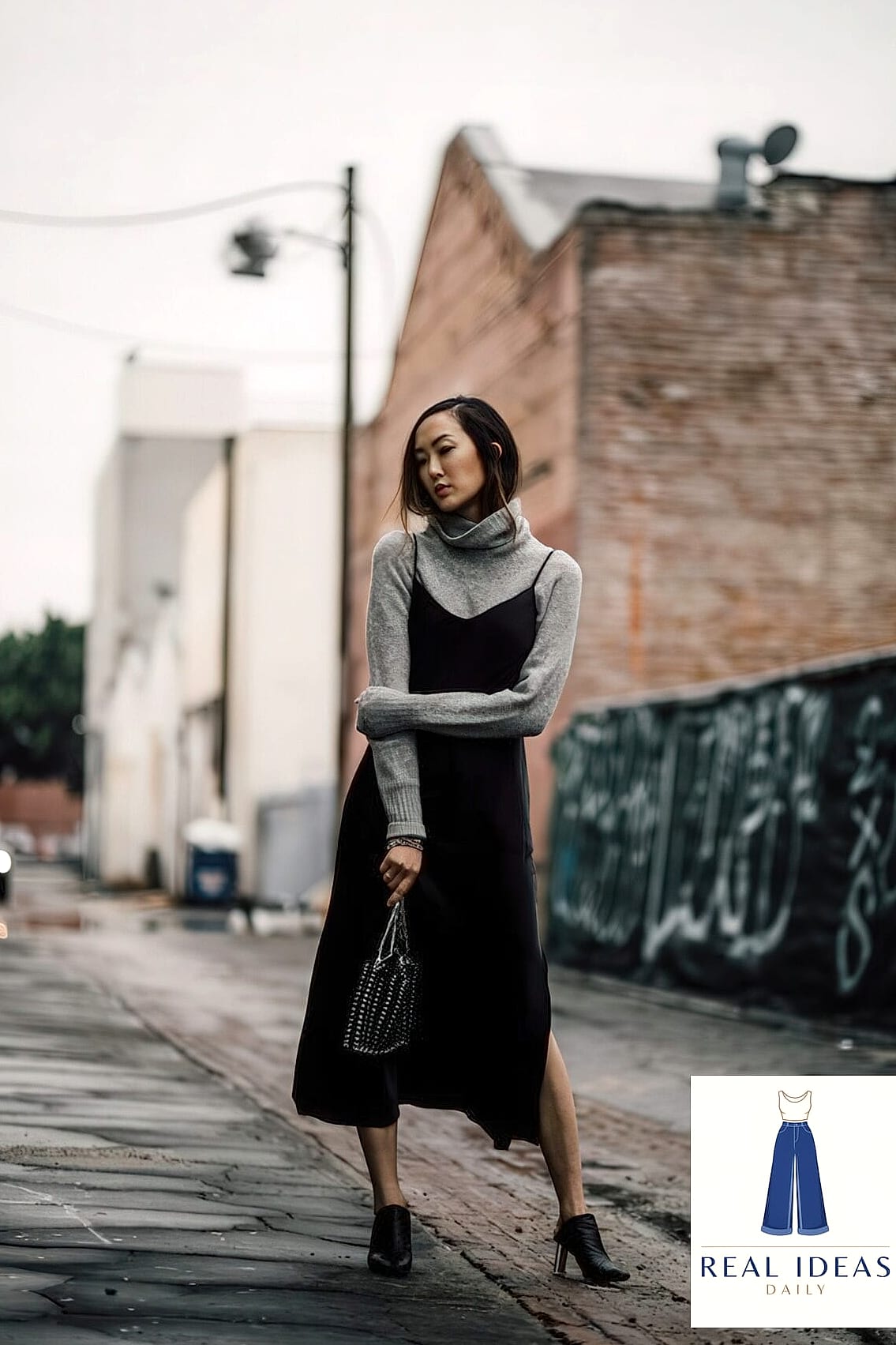 29 Winter Dress Outfit That Are Dreamy and So Inspiring 8 Slip Dress Layered Over a Turtleneck