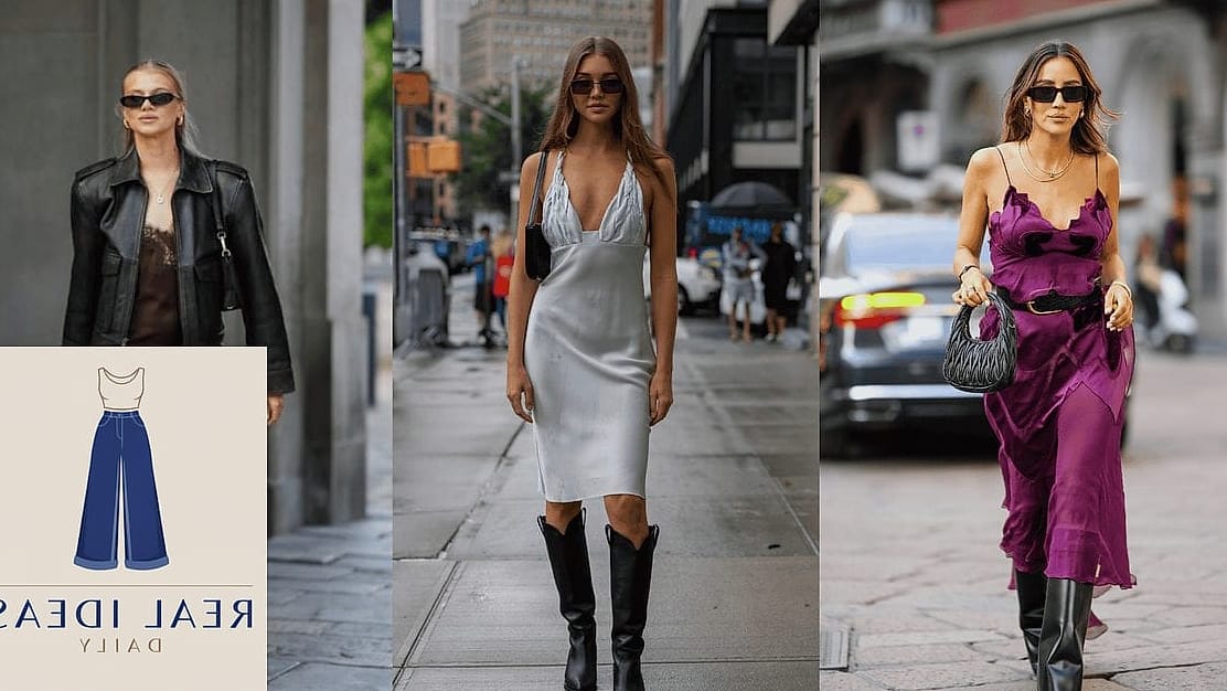 Slip Dress Layered Over Turtleneck with Boots