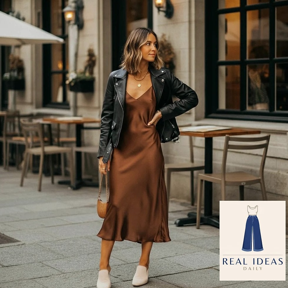 Slip Dress and Leather Jacket