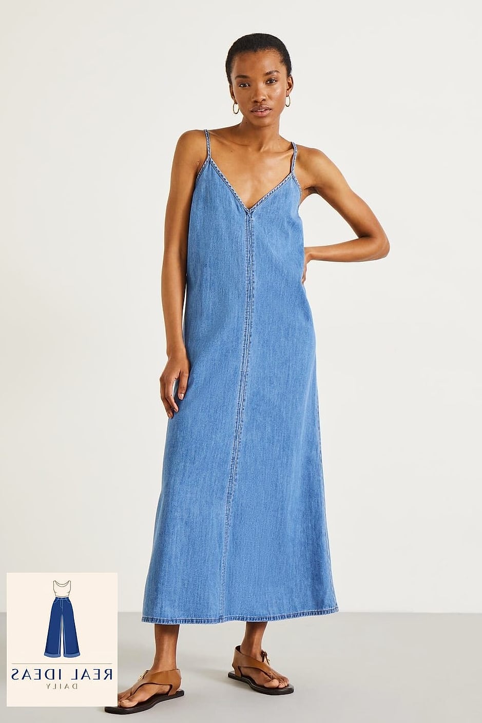 Slip Dress With a Denim Button-Up