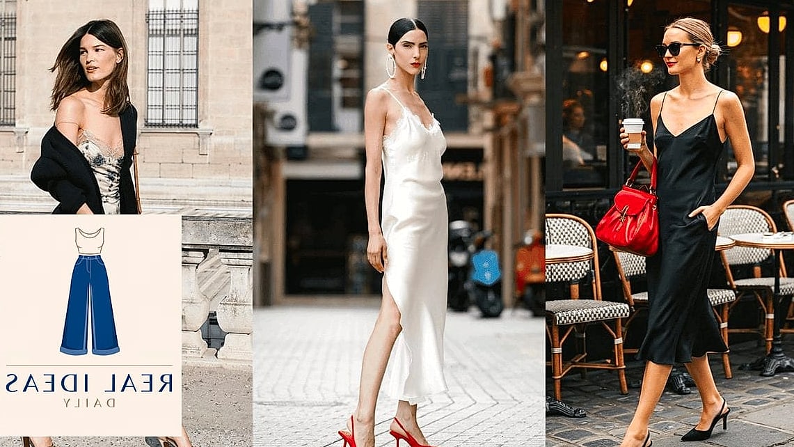 Slip Dress and Wide-Leg Trousers Layered Look