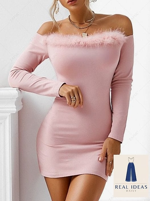 Slip Dress With a Faux Fur Stole
