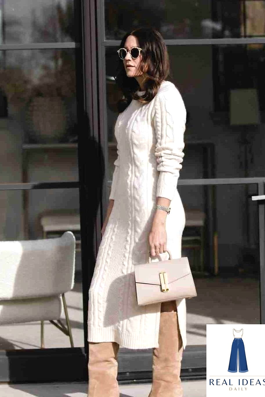 Sweater Dress and Over-the-Knee Boots