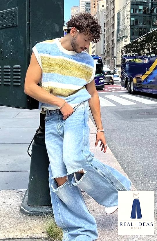 21 Baggy Jeans Tight Top That Will Transform Your Look 19 The Sweater Vest and Tight Top Layer
