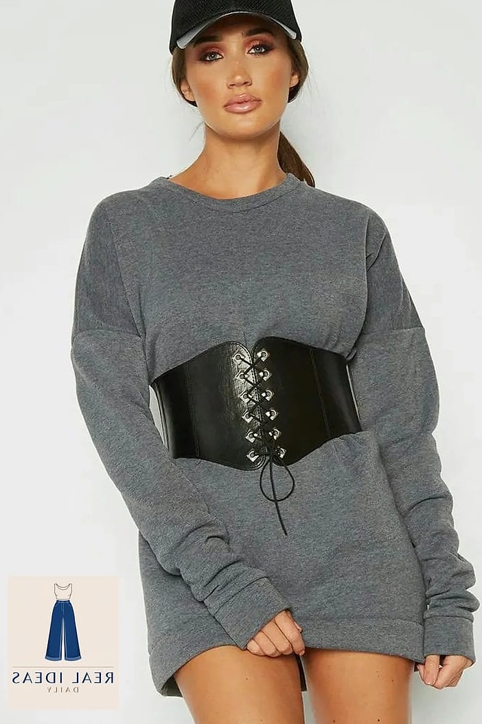 Sweatshirt and Corset Top Combo for Going Out