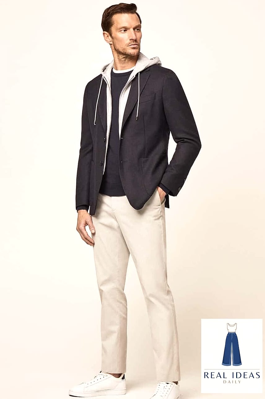 Sweatshirt Layered Under a Blazer