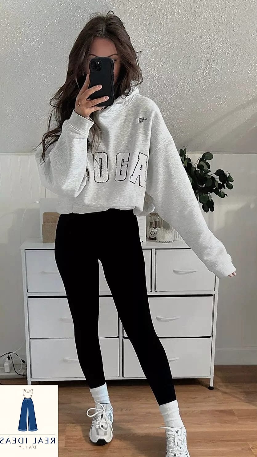 Sweatshirt Paired with Plaid Pants