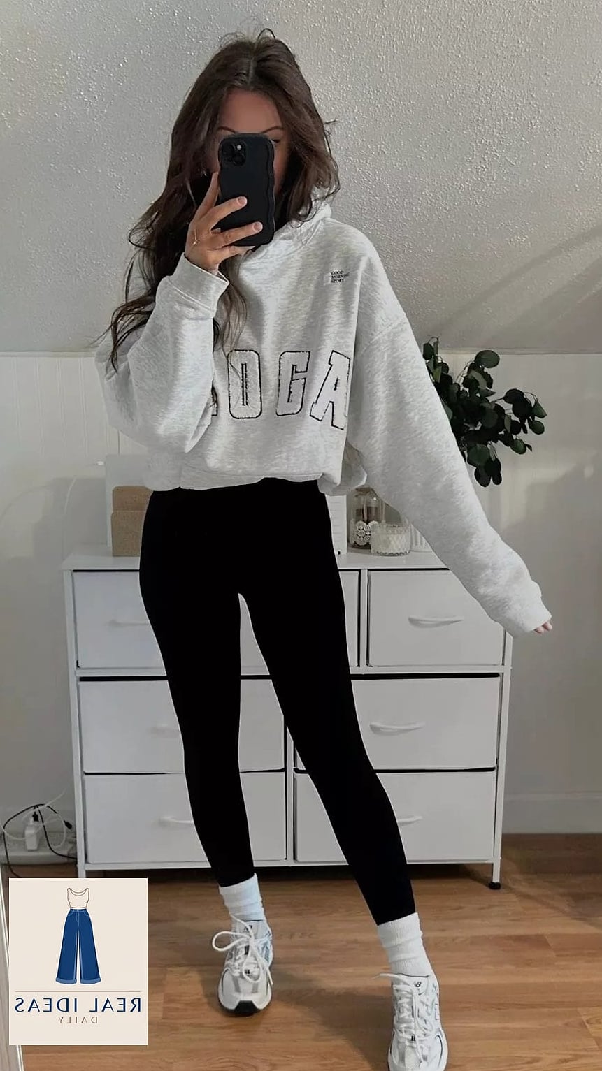 Sweatshirt Paired with a Faux Fur Vest