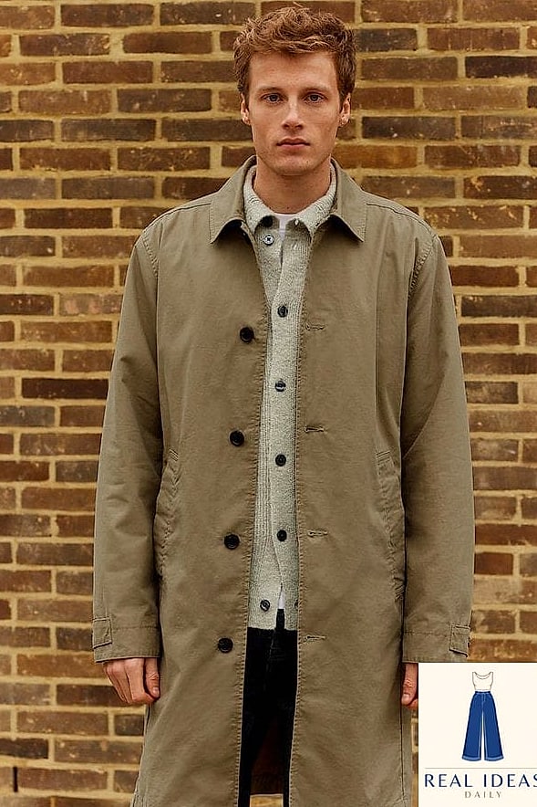 Sweatshirt with a Trench Coat Layered On Top