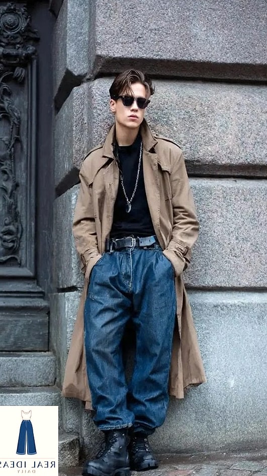 Trench Coat Over Baggy Jeans for a Transitional Winter Look