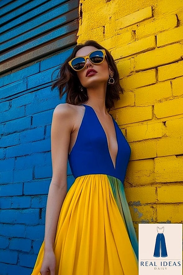 29 Yellow Dress Outfit That Are Breathtakingly Beautiful 14 Try a Cobalt Blue and Yellow Color Combo