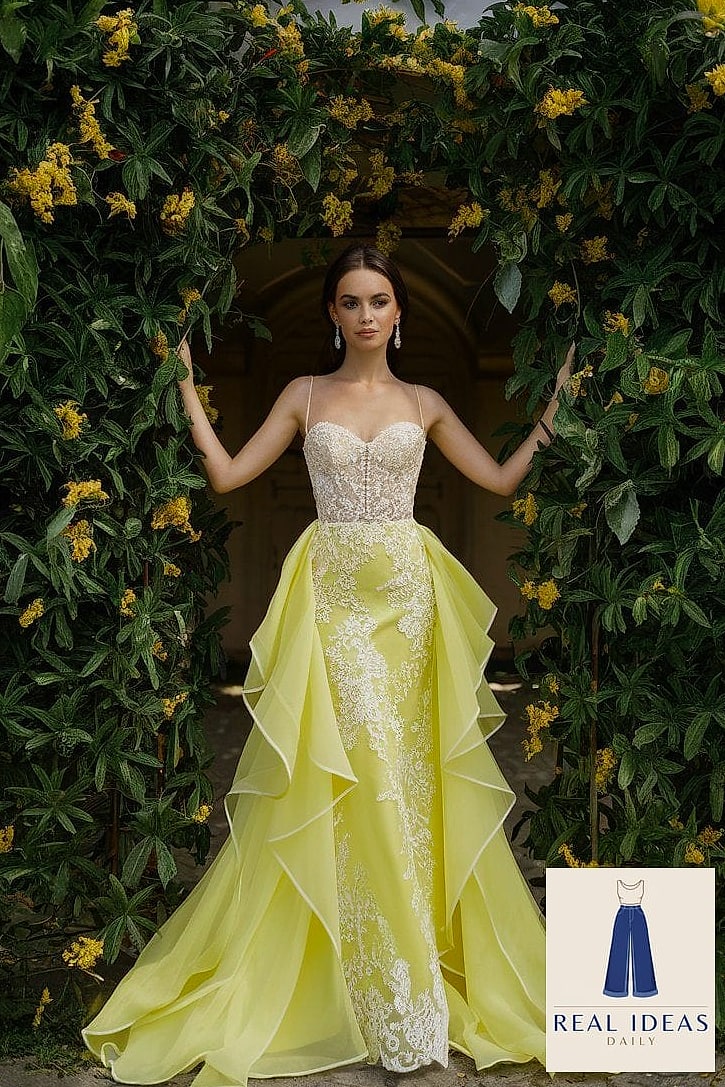 29 Yellow Dress Outfit That Are Breathtakingly Beautiful 27 Try a Yellow Dress With a Chrome or Glazed Donut Manicure